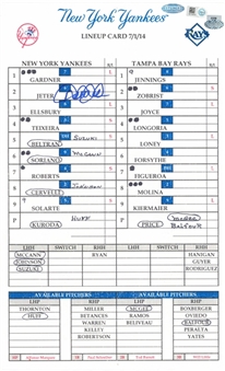 Derek Jeter Signed Game Used New York Yankees Lineup Card (Steiner & MLB Authenticated)